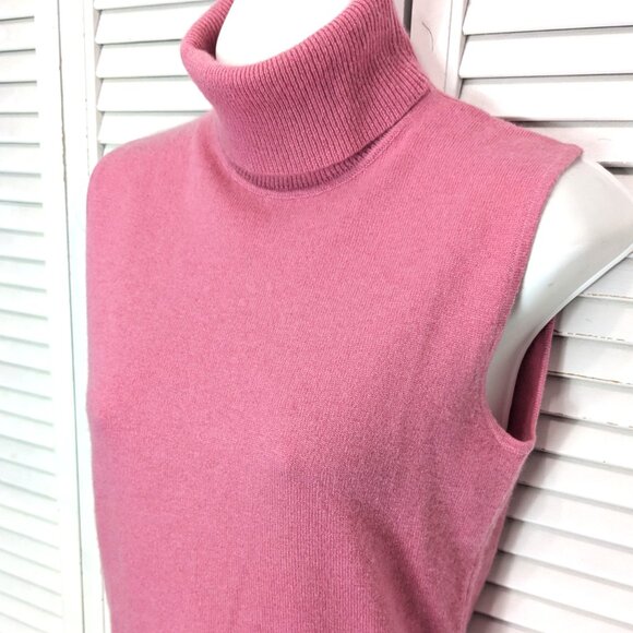 Cashmere Sleeveless Turtleneck Sweater Womans Small Light Salmon Pink Buchman - Picture 3 of 13
